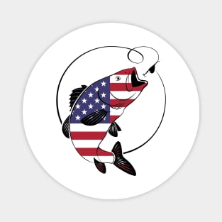 4th of July Fishing American Flag Magnet
